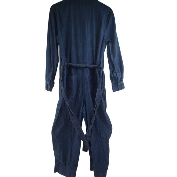 Banana Republic Button Up Tailored Jumpsuit Blue Women's Size M Classic - Picture 7 of 10
